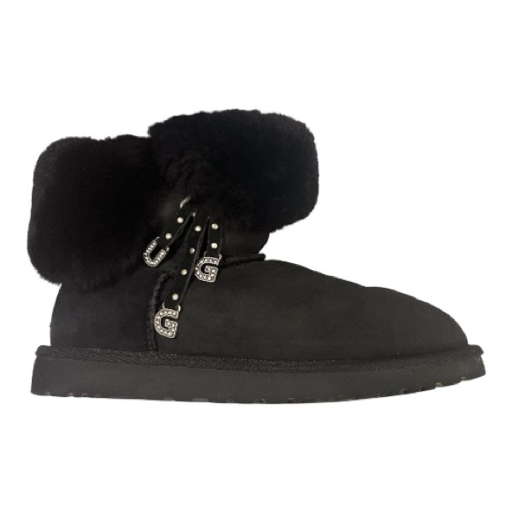 UGG Azalea Boots Black with UGG Silver Rhinestone Bling Letters size 9 - Picture 10 of 11